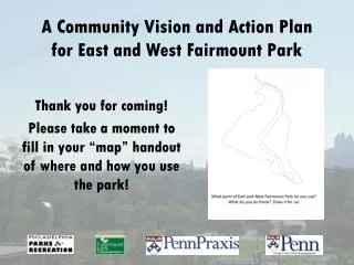 A Community Vision and Action Plan f or East and West Fairmount Park