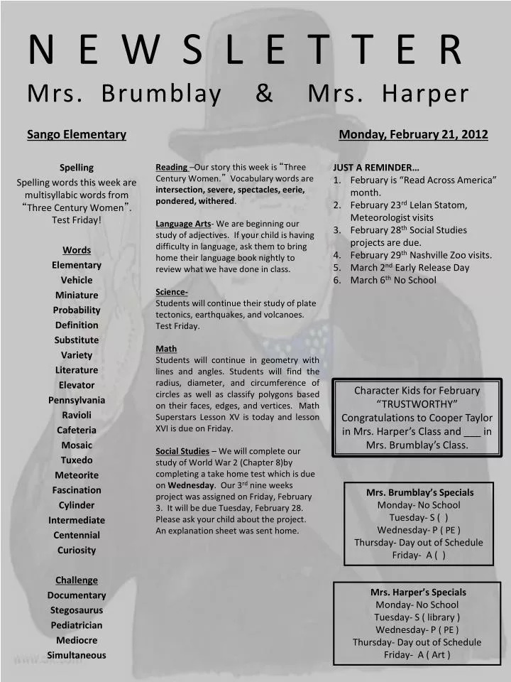 newsletter mrs brumblay mrs harper