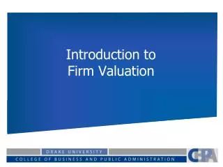 Introduction to Firm Valuation