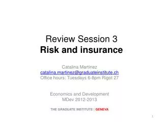 Review Session 3 Risk and insurance