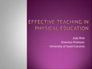 Effective Teaching in Physical Education