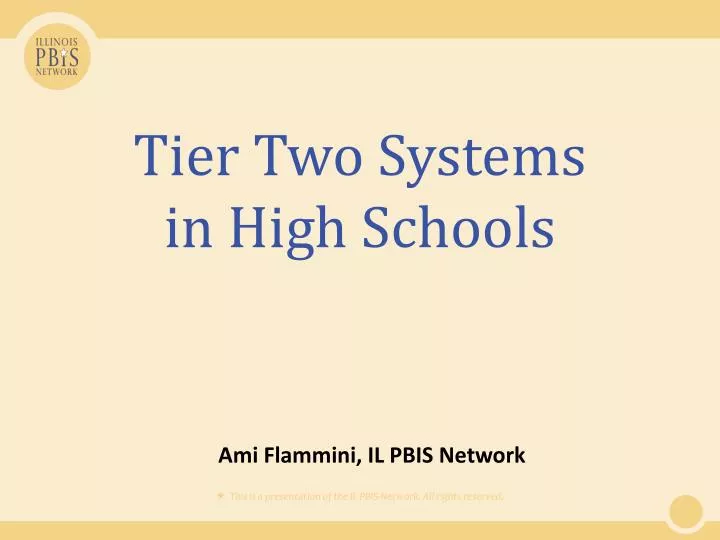 tier two systems in high schools