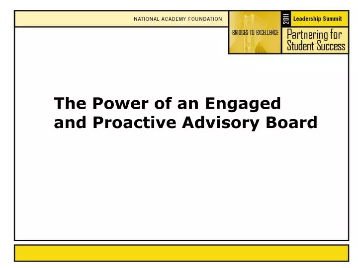 the power of an engaged and proactive advisory board