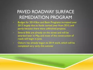 Paved Roadway Surface Remediation Program