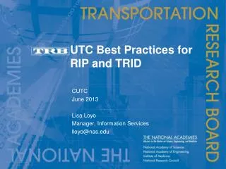 UTC Best Practices for RIP and TRID