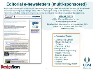 Editorial e-newsletters (multi-sponsored)