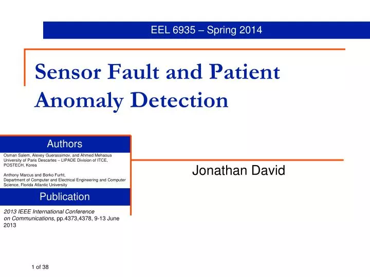 sensor fault and patient anomaly detection