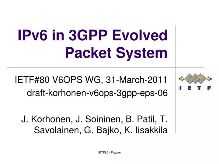 ipv6 in 3gpp evolved packet system