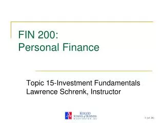 FIN 200: Personal Finance