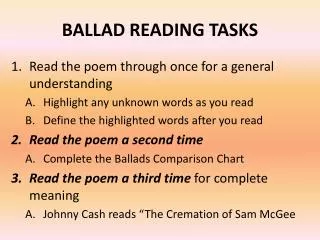 BALLAD READING TASKS