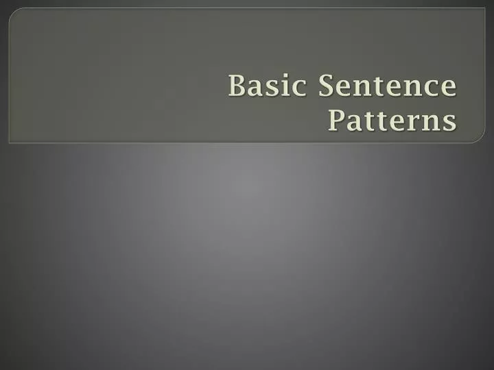 grammar basic sentence patterns