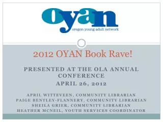 2012 OYAN Book Rave!