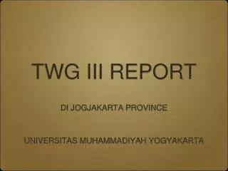 TWG III REPORT