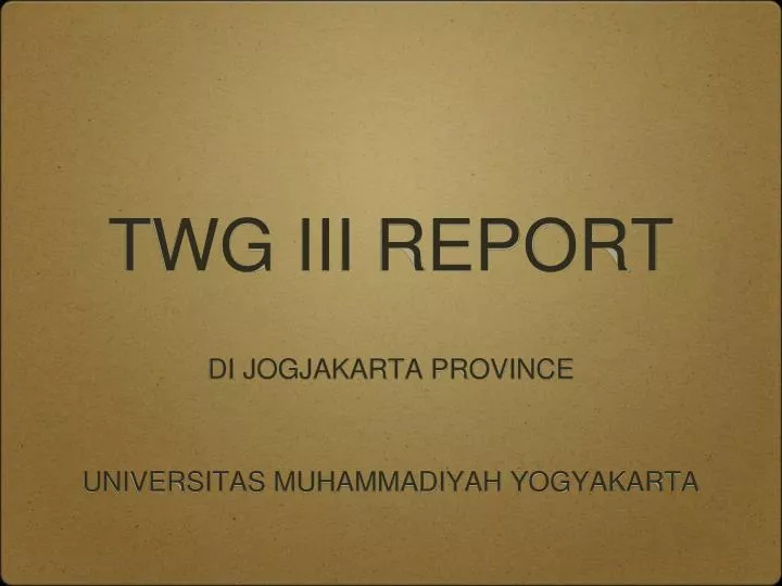 twg iii report