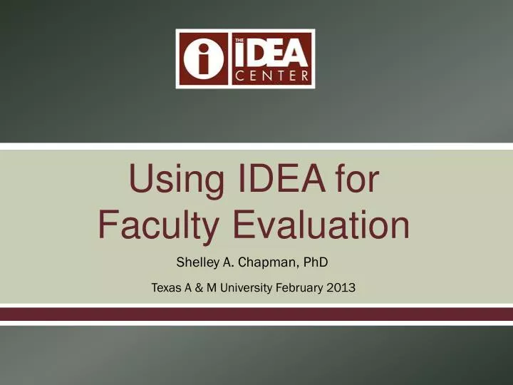 using idea for faculty evaluation