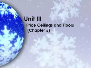 Unit III Price Ceilings and Floors (Chapter 5)