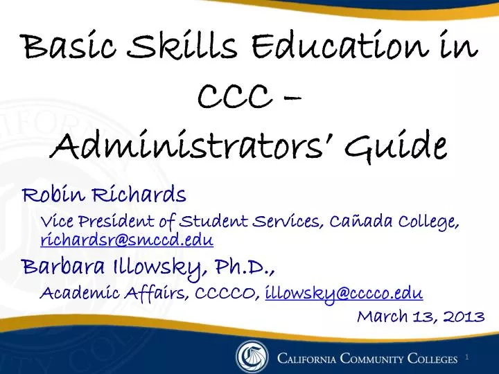 basic skills education in ccc administrators guide