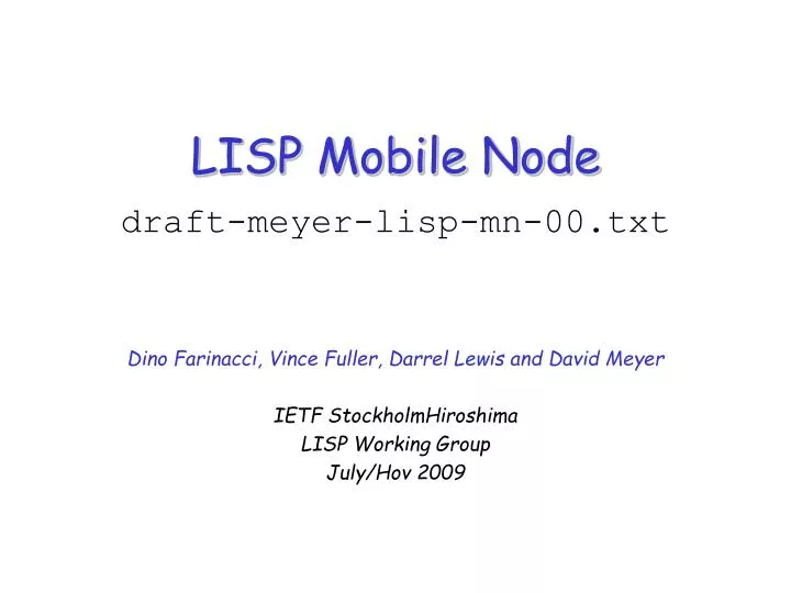 lisp mobile node draft meyer lisp mn 00 txt