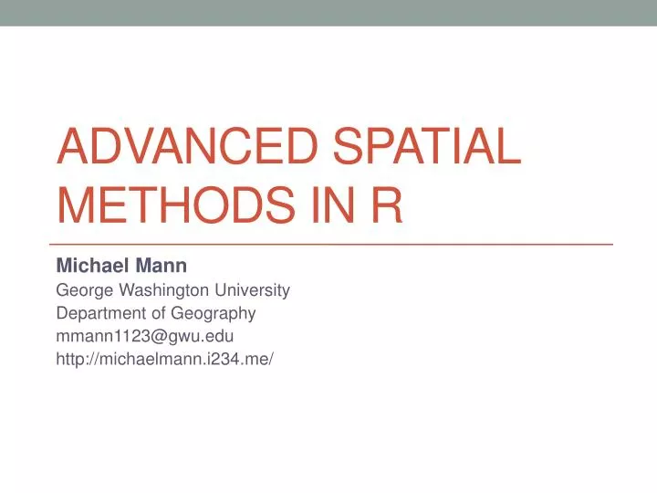 advanced spatial methods in r