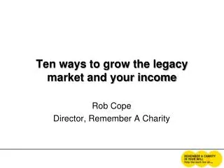 Ten ways to grow the legacy market and your income