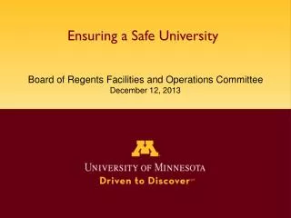 Ensuring a Safe University