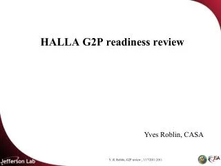 HALLA G2P readiness review
