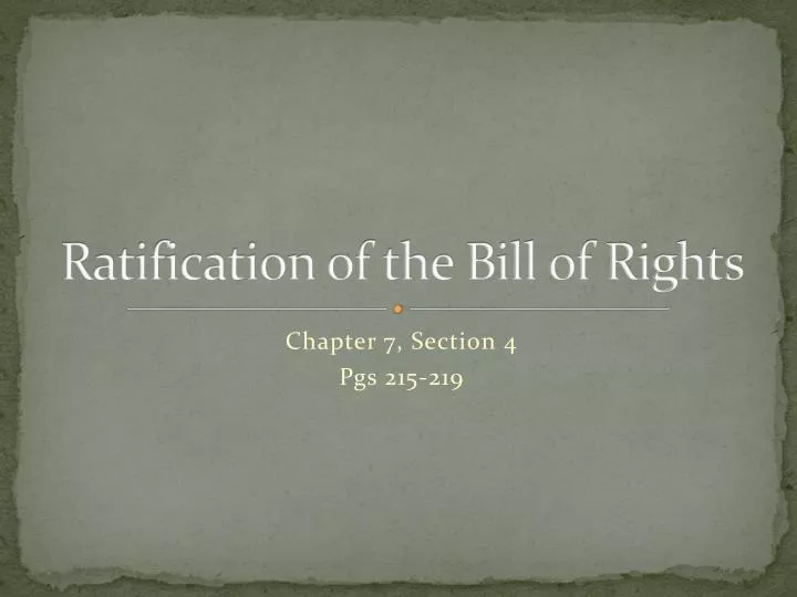 ratification of the bill of rights