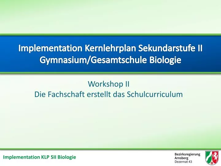 implementation kernlehrplan sekundarstufe ii gymnasium gesamtschule biologie