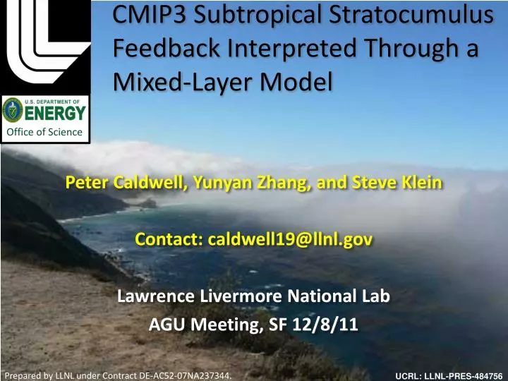 cmip3 subtropical stratocumulus feedback interpreted t hrough a mixed layer model