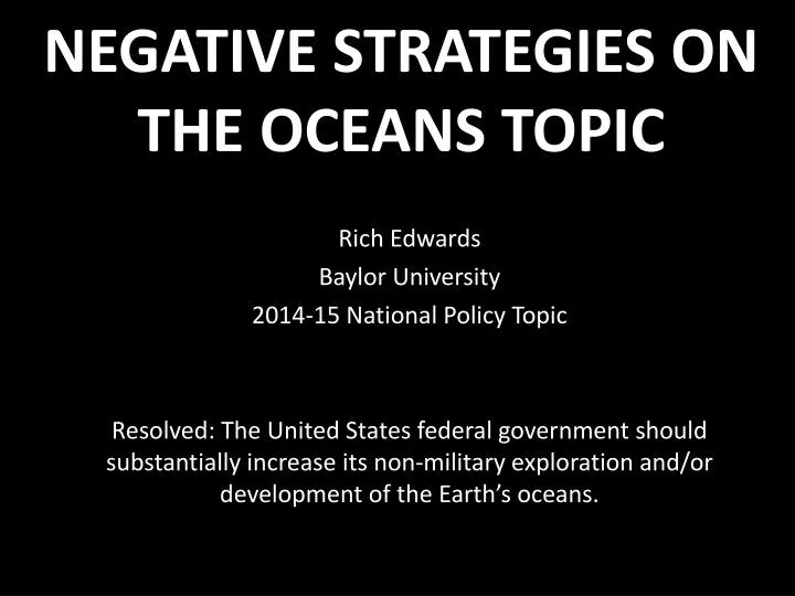 negative strategies on the oceans topic