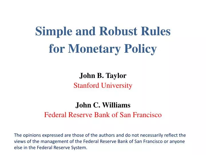 simple and robust rules for monetary policy