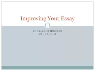 Improving Your Essay