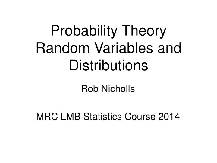 probability theory random variables and distributions