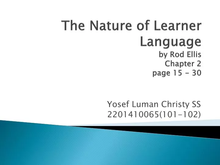 the nature of learner language by rod ellis chapter 2 page 15 30
