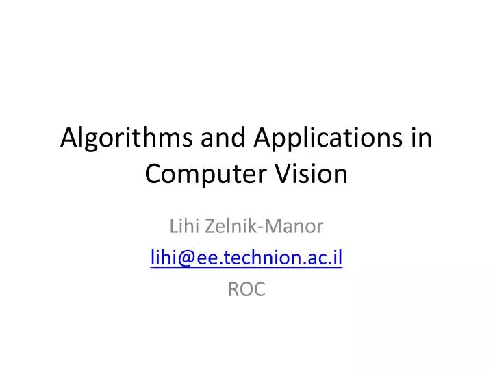 algorithms and applications in computer vision