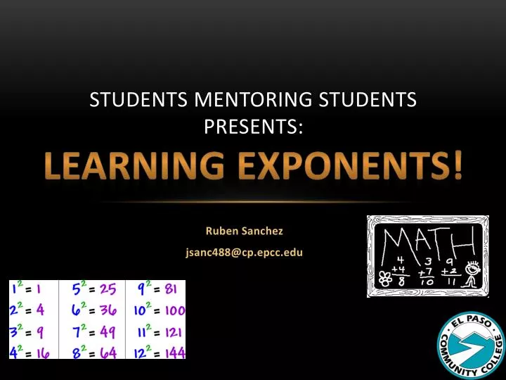 students mentoring students presents learning exponents