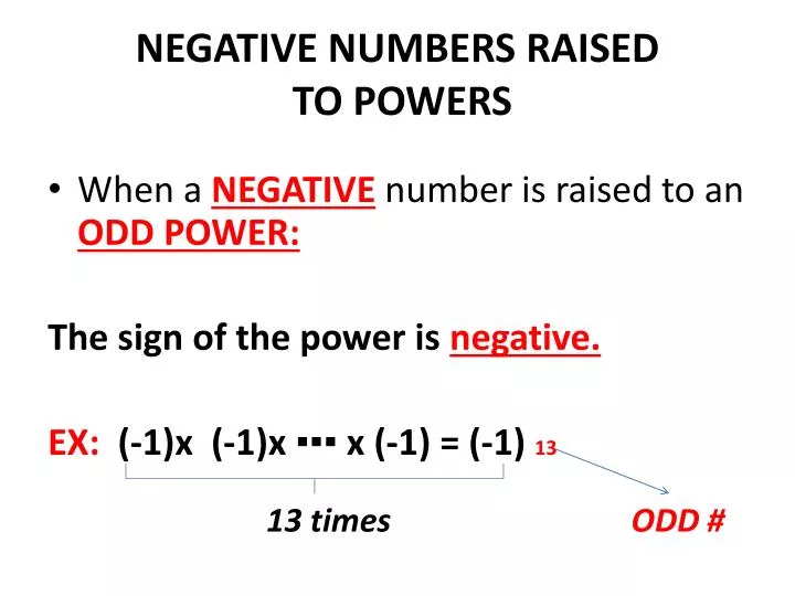 negative numbers raised to powers