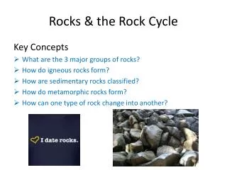 rocks the rock cycle