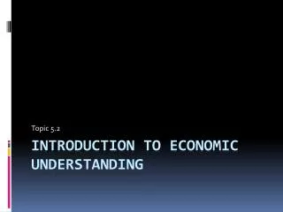 Introduction to Economic Understanding