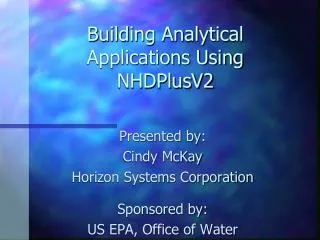Building Analytical Applications Using NHDPlusV2