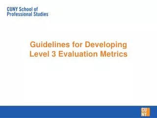 Guidelines for Developing Level 3 Evaluation Metrics