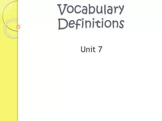 Vocabulary Definitions