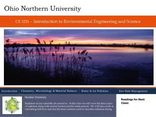 CE 3231 - Introduction to Environmental Engineering and Science