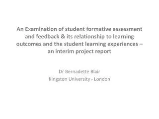 Dr Bernadette Blair Kingston University - London