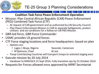 TE-25 Group 3 Planning Considerations