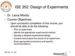 ISE 352: Design of Experiments