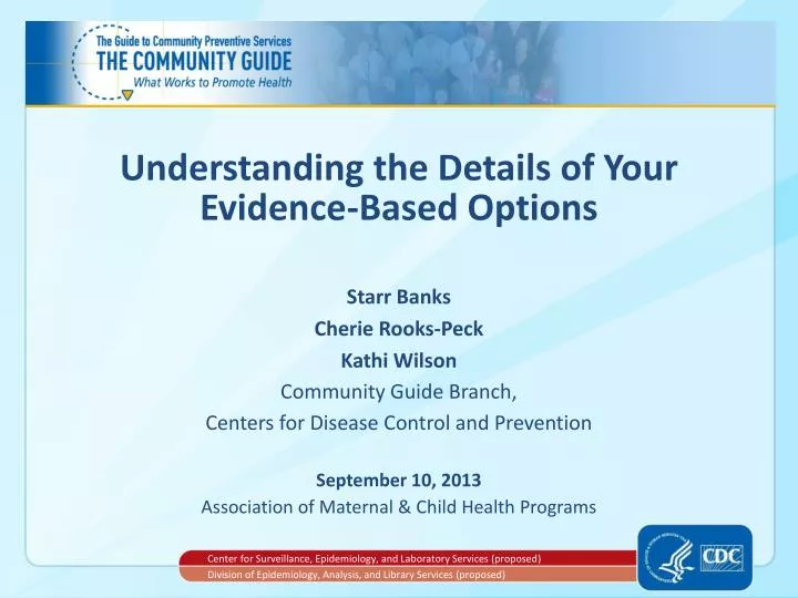 understanding the details of your evidence based options