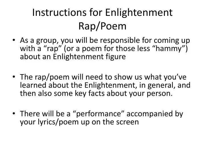 PPT - Instructions for Enlightenment Rap/Poem PowerPoint