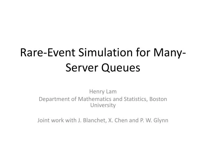 rare event simulation for many server queues