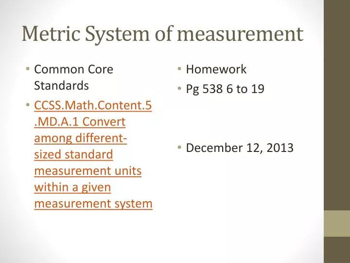 metric system of measurement